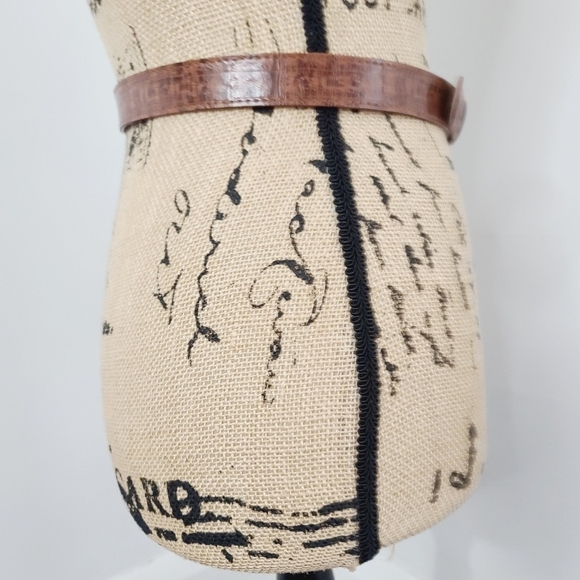 Vintage Brown Embossed Skinny Belt - Picture 5 of 9